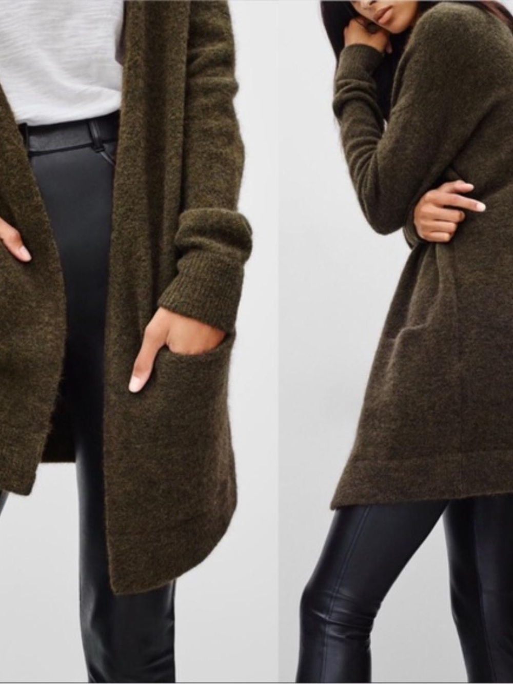 WILFRED FREE | ARITZIA ARONSON CARDIGAN OLIVE GREEN